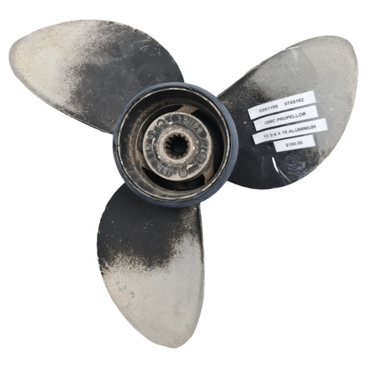 0391198 0765182 Evinrude/Johnson 13 1/2 x 15 Aluminium Propeller – 13 Spline | Genuine Used Part