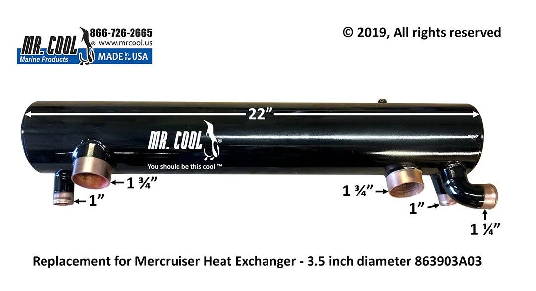 863903A03 Aftermarket Mercruiser V8 Big Block 8.1L 496 MAG Heat Exchanger | Sawley's Select Marine Parts