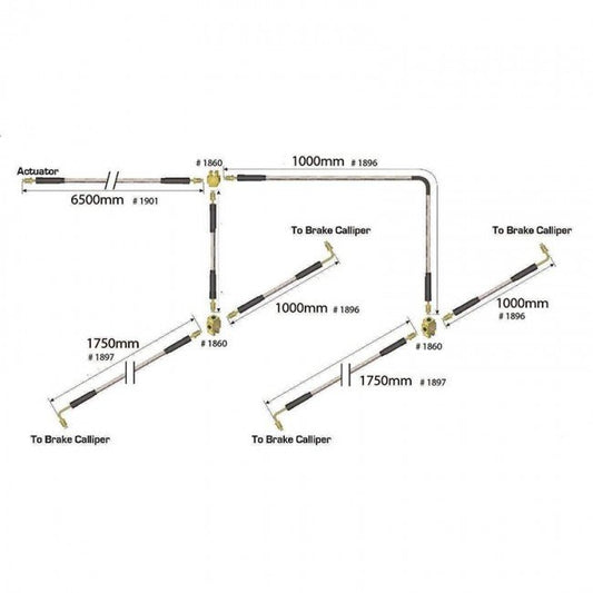 1886 Dunbier Brake Line Braided Stainless Steel Kit to 8.0M