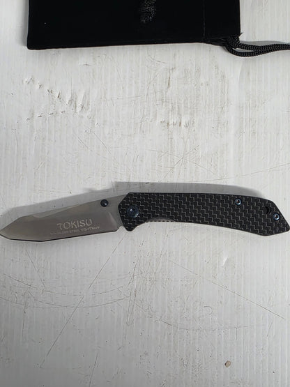AL18451 Tokisu 6.6cm Stainless Steel Folding Knife (G10 Carbon Handle With Clip)