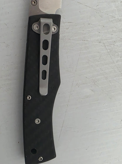 M392CN Maserin 78mm Stainless Steel Folding Knife (Black Carbon Fiber Handle)