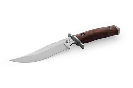 M987SA - 440mm Stainless Steel Siberian Recurve Blade (Paosantos Mahogany Wooden Handle with Sheath) | Fishing & Outdoor Knife - photo 2 of 2