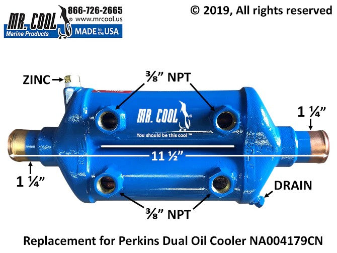 NA004179CN Aftermarket Perkins 4.236 Dual Oil Cooler NA000282 | Sawley's Select Marine Parts