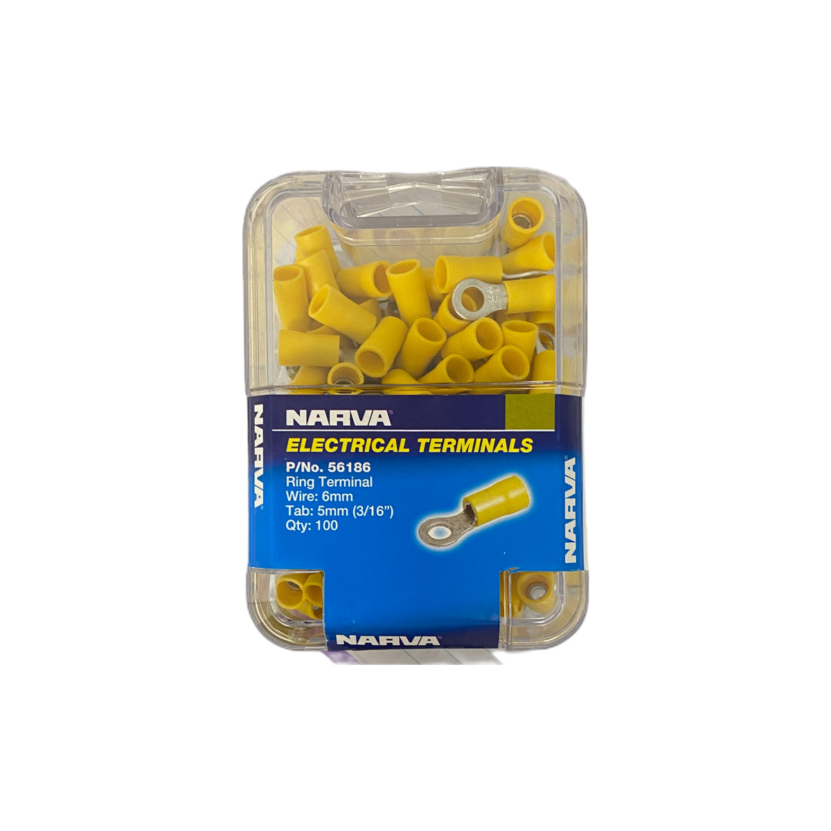 56186 Narva Ring Terminal Yellow (100pk) | Genuine Narva Electrical
