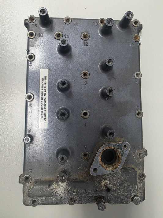 6N7-41113-00-1S Yamaha 115CETO Exhaust Outer Cover | Genuine Used Part