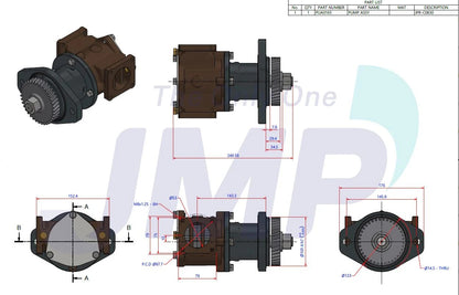 JPR-C0830 Cummins QSC 8.3, QSL 9.0 Sherwood G2610X (G2603) Seawater Pump Replacement C0830