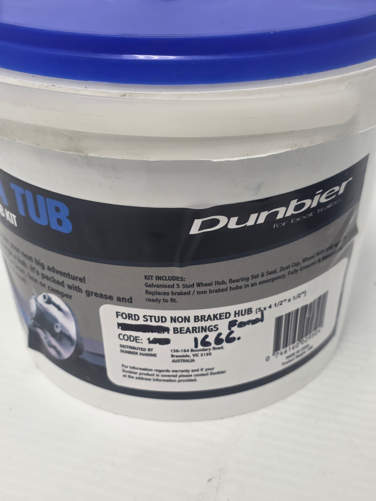 1666 Dunbier Trailer Hub Kit Suits Ford Slim Line Bearings | Marine Trailer Part