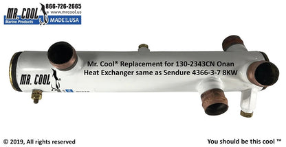 130-2343CN Aftermarket Onan MDKD 8kW Heat Exchanger 12 x 2 in | Sawley's Select Marine Parts