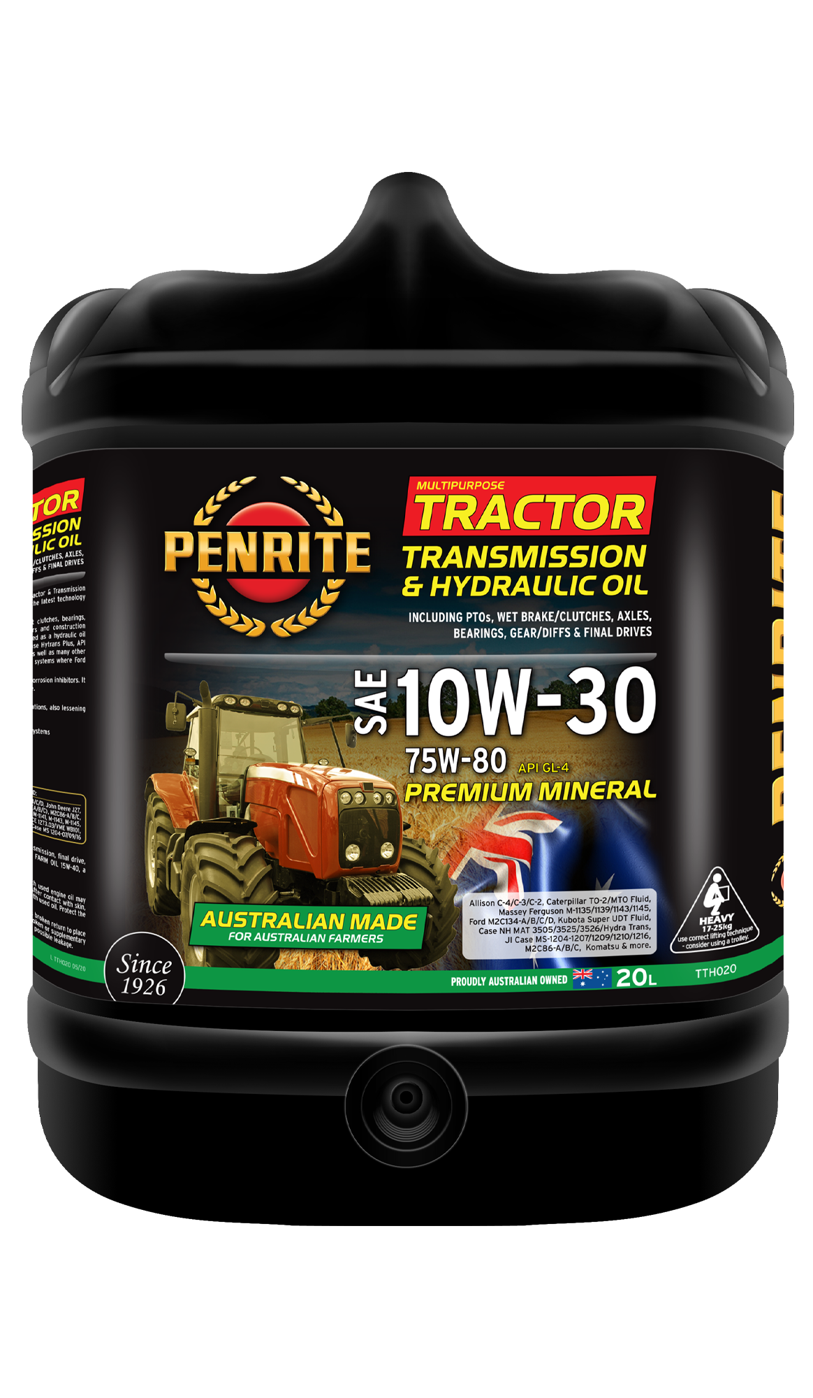 TTH020 Penrite Tractor Transmission & Hydraulic Oil (UTTO) 10W-30 20L | Genuine Penrite Lubricants