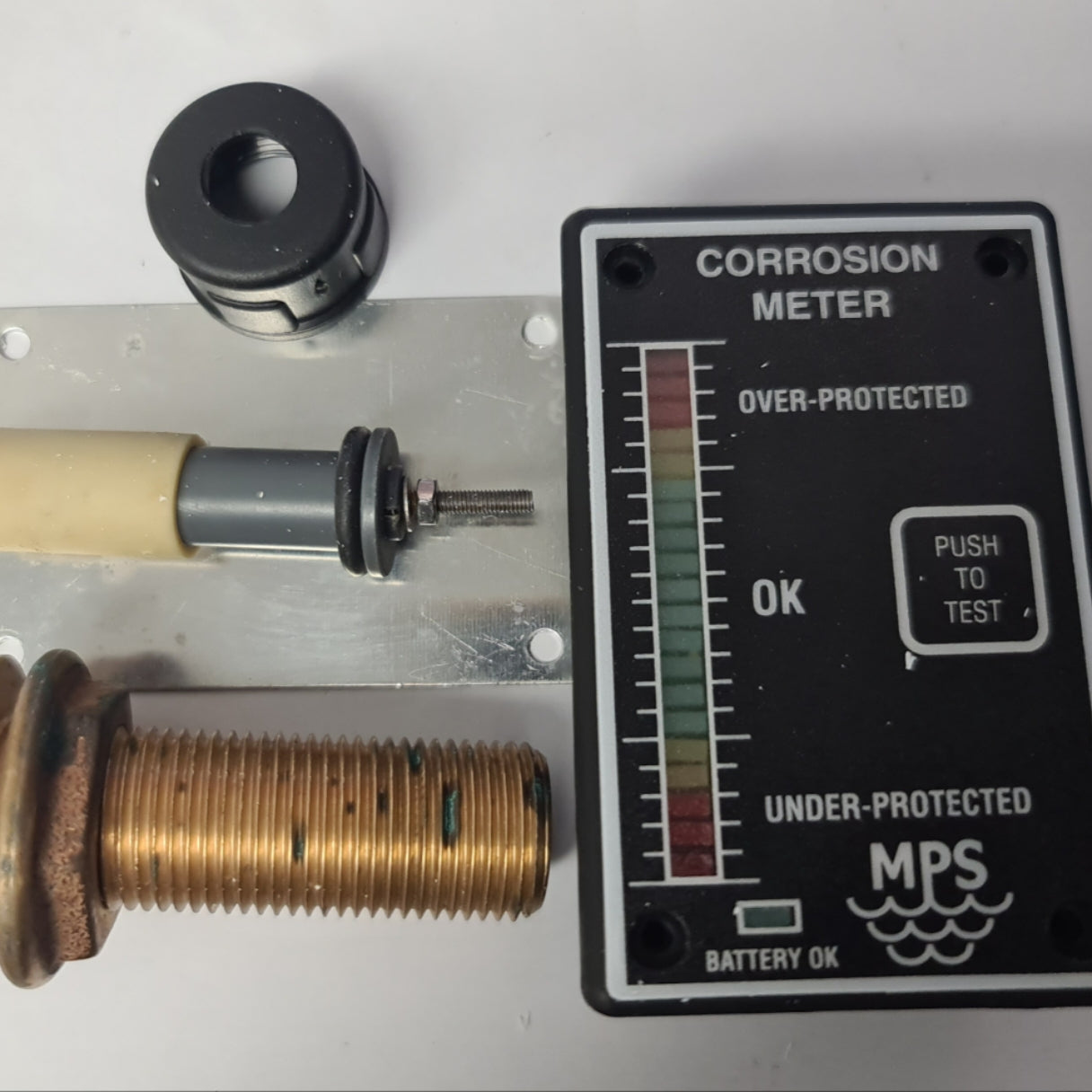 1237 Corrosion Meter Kit with 2 1/2" x 7/16" Brass Thru Hull Fitting for Fibreglass