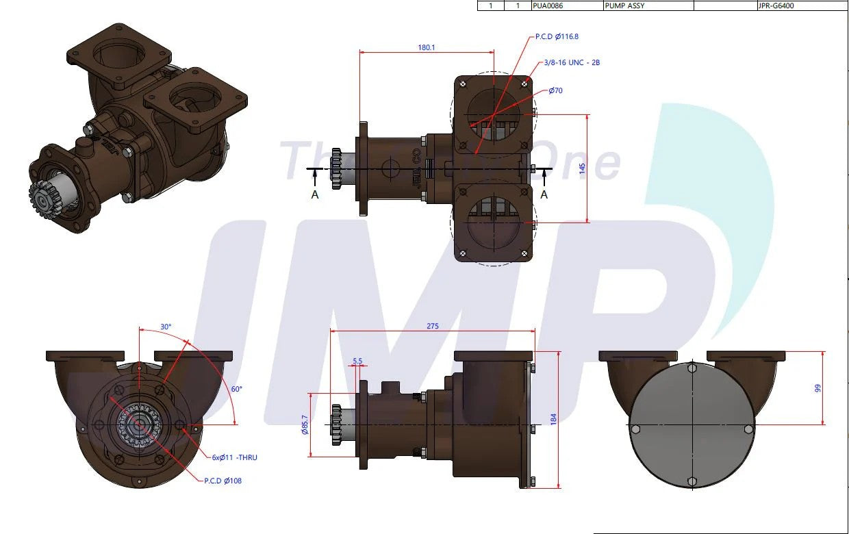 JPR-G6400 Detroit Diesel Series 149 Replacement Seawater Pump JPR-G6400