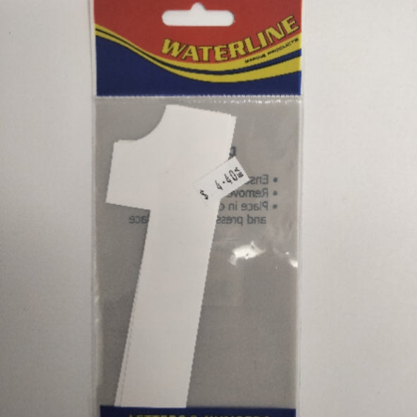 547251 Boat Number 1 White 6" Pack of 2 | Vessel Identification Stickers