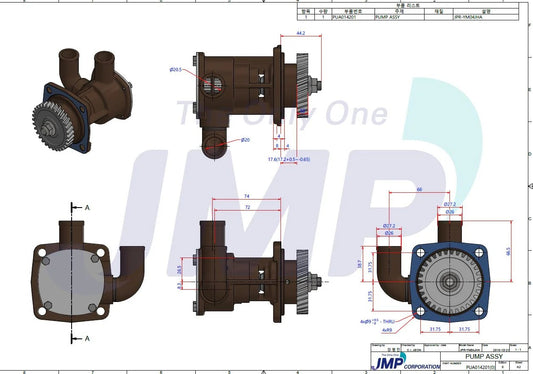 JPR-YM04JHA Aftermarket Yanmar 3JH3E/4JH3E/TE/DTE/4JH4-TE Seawater Pump 129670-42513 | Sawley's Select Marine Parts