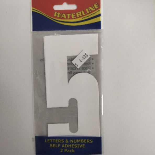 547255 Boat Number 5 White 6" Pack of 2 | Vessel Identification Stickers