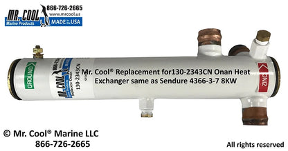 130-2343CN Aftermarket Onan MDKD 8kW Heat Exchanger 12 x 2 in | Sawley's Select Marine Parts