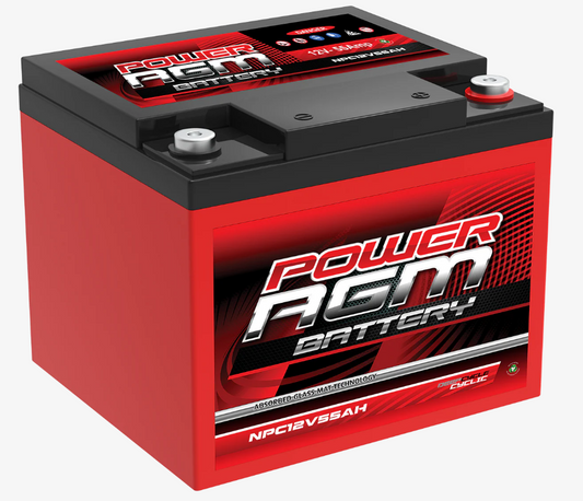 NPC12V55AH Power Crank 12V 55 AH Battery | 12 Volt AGM Cyclic Range