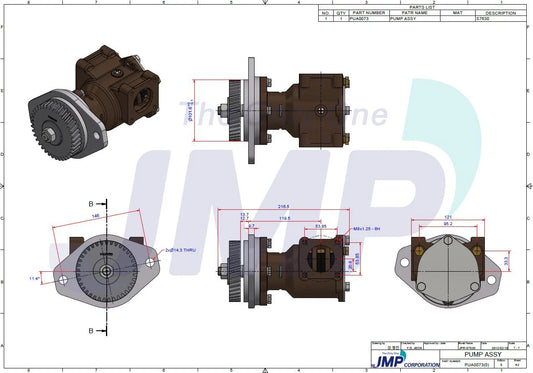 JPR-S7630 Aftermarket Cummins 6BTA 5.9 M2/6CT8.3M/6CTA8.3M Seawater Pump P1730X | Sawley's Select Marine Parts