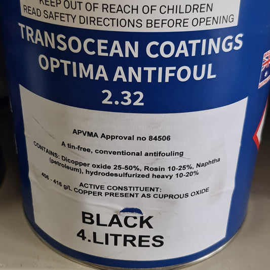 Transocean Optima 2.32 Antifouling Black 4L | Marine Growth Protection