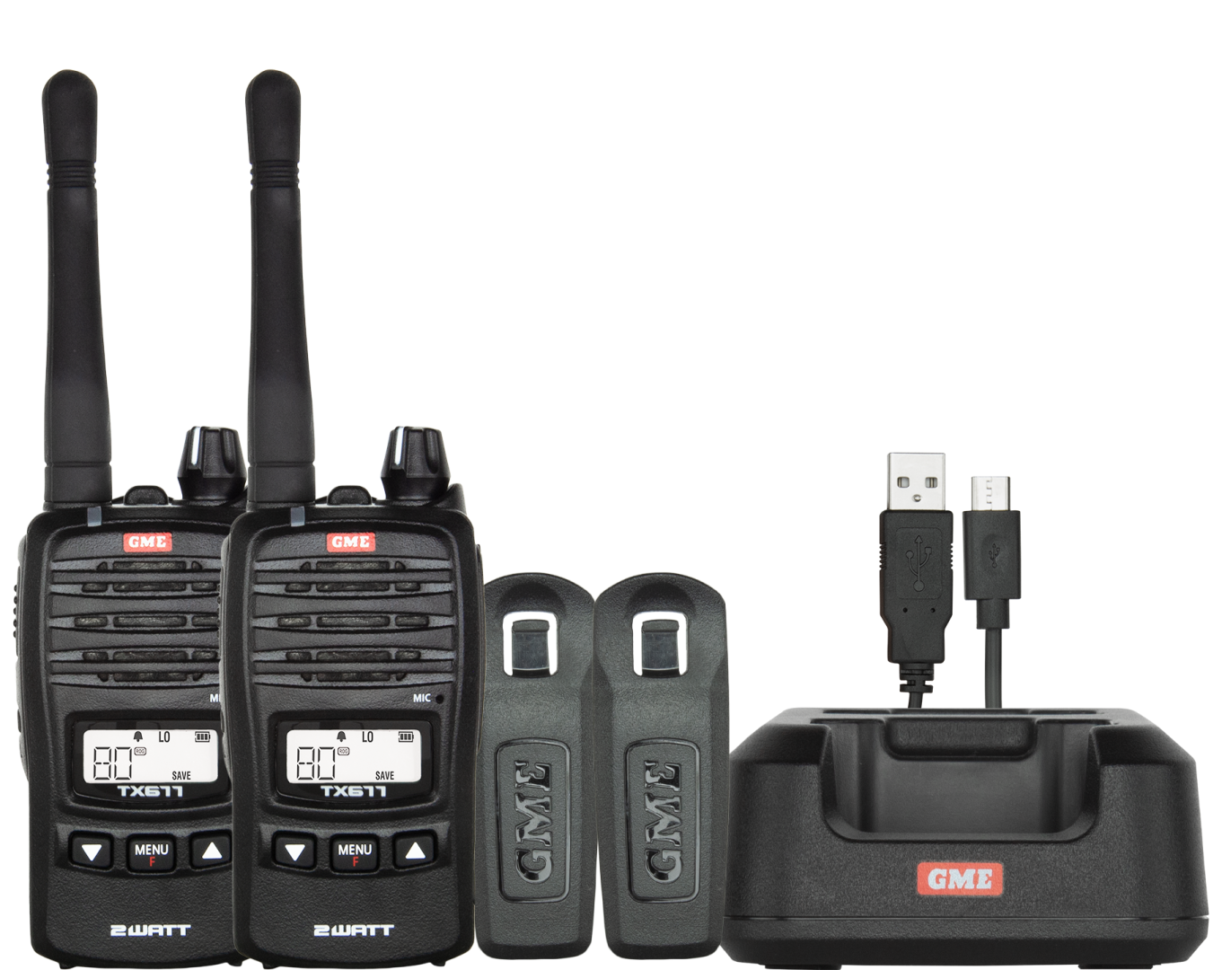 TX677TP 2 Watt UHF CB Handheld Radio - Twin Pack
