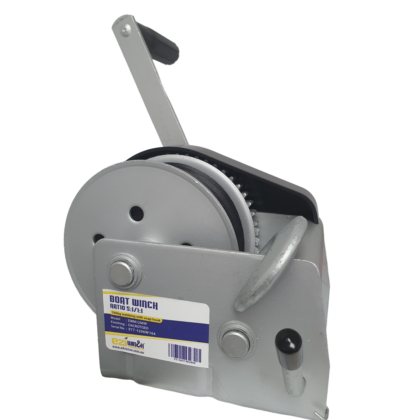 811226 Axis Hand Winch - 5:1:1 - 2 Speed 7.5m Web Strap With Snap Hook | Marine Trailer Part