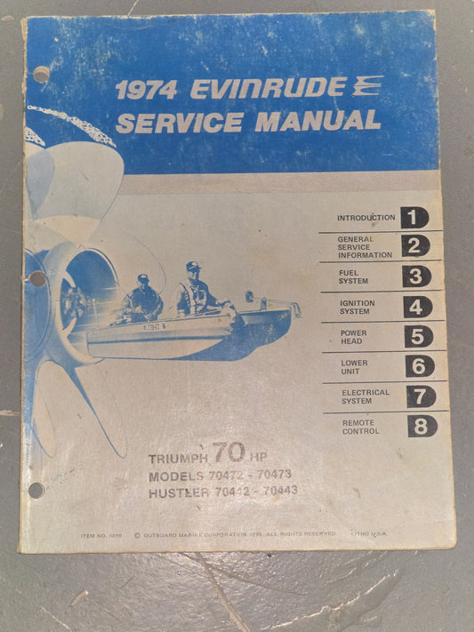1974 Evinrude 70HP Service Manual | Genuine Used Manual