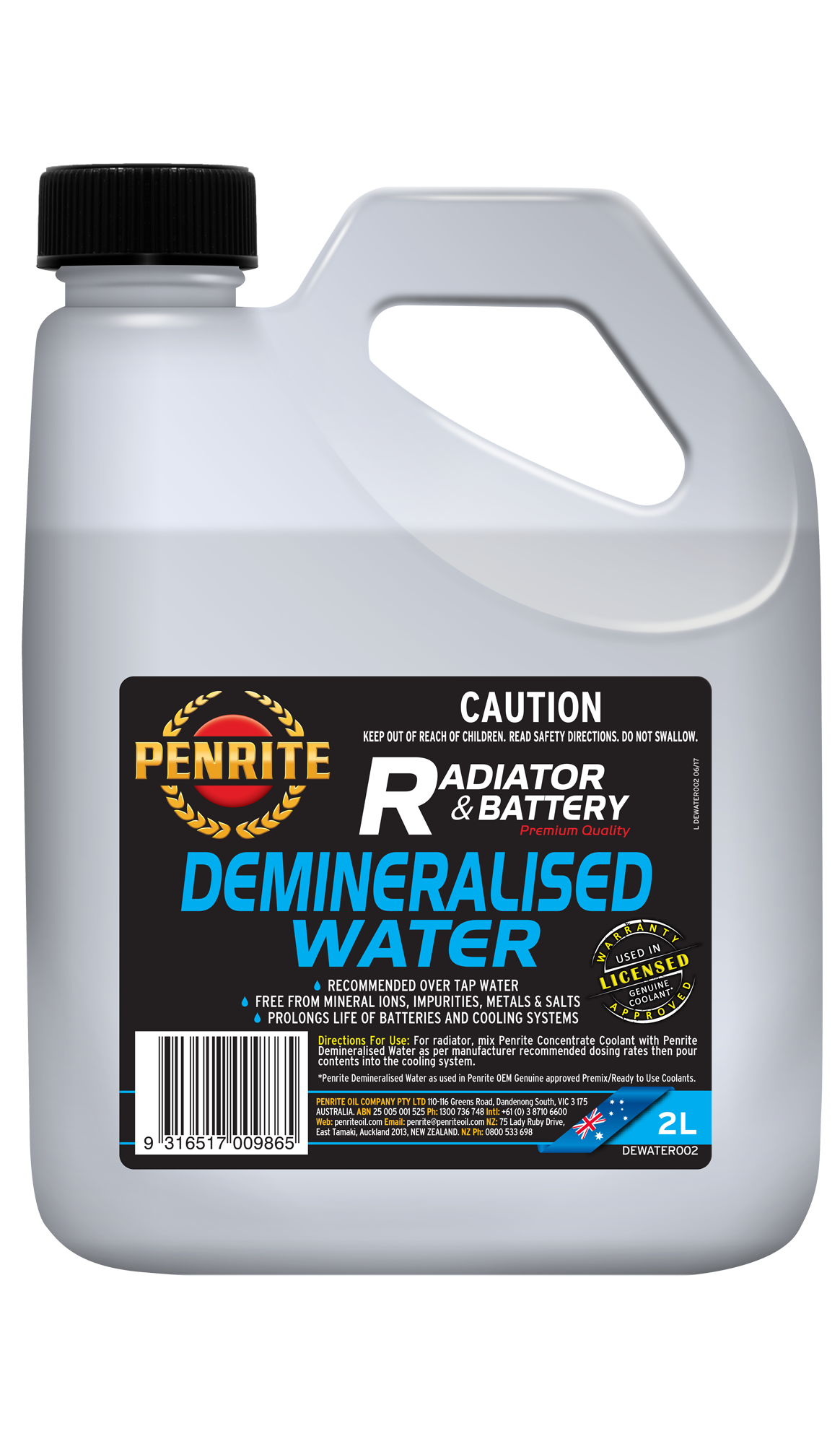 DEWATER002 Penrite Demineralised Water 2L | Genuine Penrite Lubricants