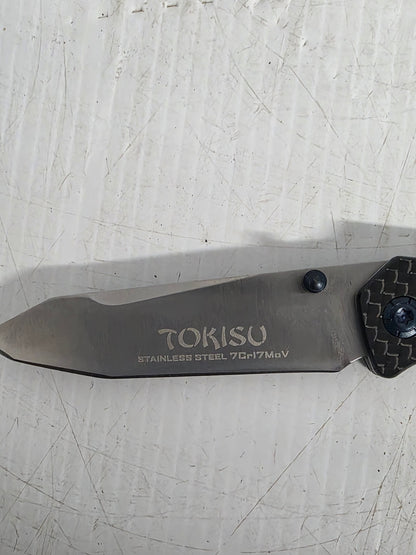 AL18451 Tokisu 6.6cm Stainless Steel Folding Knife (G10 Carbon Handle With Clip)