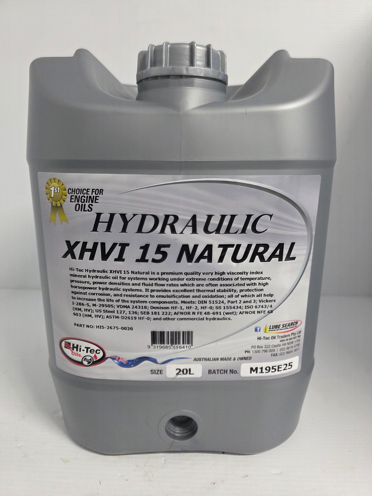 Hi-Tec Marine Steering Fluid - XHVI Hydraulic Oil 15 - ISO 15 VG 15 HI5-2675-0020 - 20L