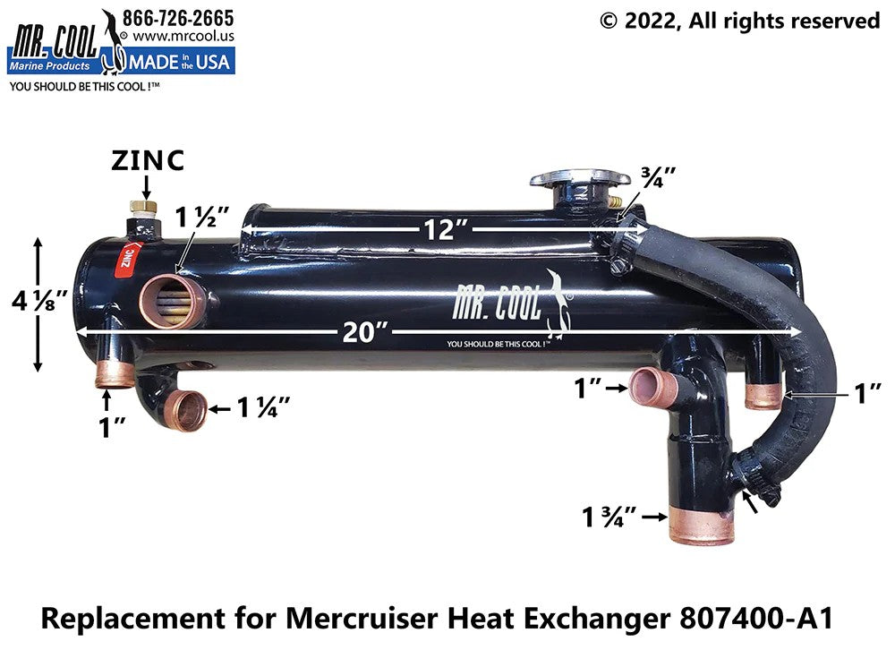 807400A1 Aftermarket Mercruiser V8 Big Block 7.4L/8.2L Heat Exchanger | Sawley's Select Marine Parts