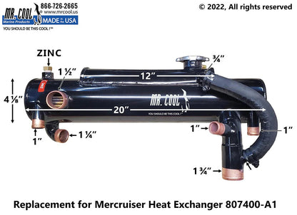 807400A1 Aftermarket Mercruiser V8 Big Block 7.4L/8.2L Heat Exchanger | Sawley's Select Marine Parts