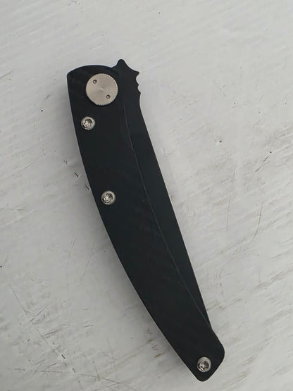 CD.171.03N Claude Dozorme 11cm Teflon Stainless Steel Pocket Knife (Liner Lock, Black Carbon Handle)