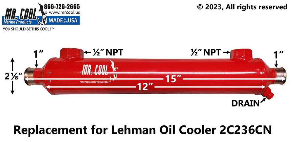 2C236 Aftermarket SeaStar Power Steering Oil Cooler 1/2 in Oil, 2 x 12 in | Sawley's Select Marine Parts