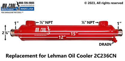 2C236 Aftermarket SeaStar Power Steering Oil Cooler 1/2 in Oil, 2 x 12 in | Sawley's Select Marine Parts