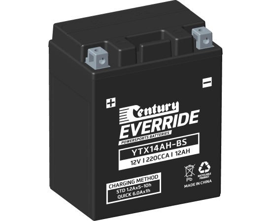 151121 Century EverRide YTX14AH-BS Hi Performance AGM - YTX Battery | Genuine Century Battery