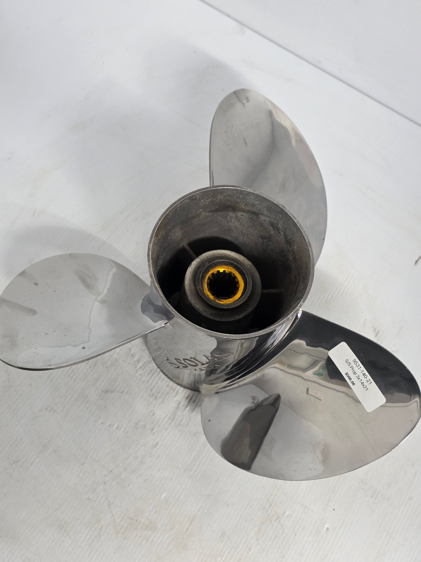 9531-140-21 Solas Rubex NS3 14 x 21 RH Stainless Steel Propeller – Modular Hub | Genuine Used Part