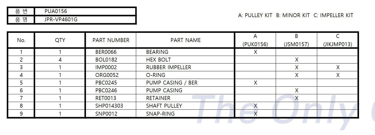 JPR-VP4601G Volvo Penta 8.1L, V8 Seawater Pump 21214601 Replacement JPR-VP4601G