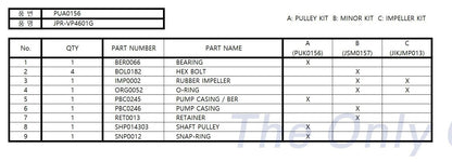 JPR-VP4601G Volvo Penta 8.1L, V8 Seawater Pump 21214601 Replacement JPR-VP4601G