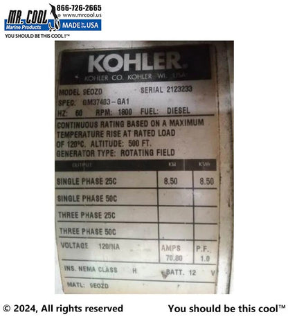 GM37676 Aftermarket Kohler 7EFOZD/8.5EFOZD/9EFOZD Heat Exchanger | Sawley's Select Marine Parts