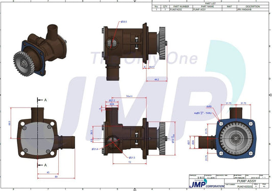 JPR-YM04JHB Aftermarket Yanmar 3JH4E/3JH5E/4JH5E Seawater Pump 129271-42502 | Sawley's Select Marine Parts