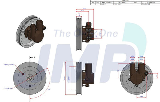 JPR-VP2799G Aftermarket Volvo Penta 4.3/5.0/5.7 V6/V8 GL/GXi Seawater Pump 21212799, 3812519 | Sawley's Select Marine Parts