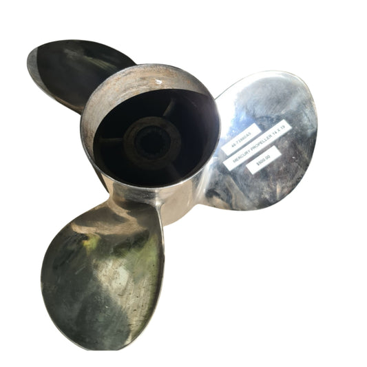 48-73980A5 Mercury Vengeance 14 x 19 RH Stainless Steel Propeller – 15 Spline | Genuine Used Part