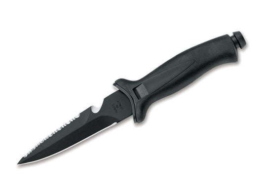 MAQUATYS2 -Maserin MAquatys2 - 12cm Black Stainless Steel Aquatys Diving Knife (Black Plastic Handle & Sheath) | Fishing & Outdoor Knife