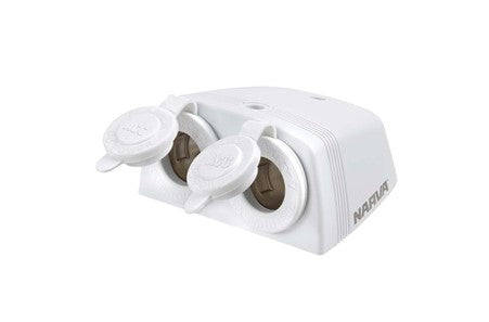 81160WBL Narva White Twin Surface Mount Accessory Sockets | Genuine Narva Electrical