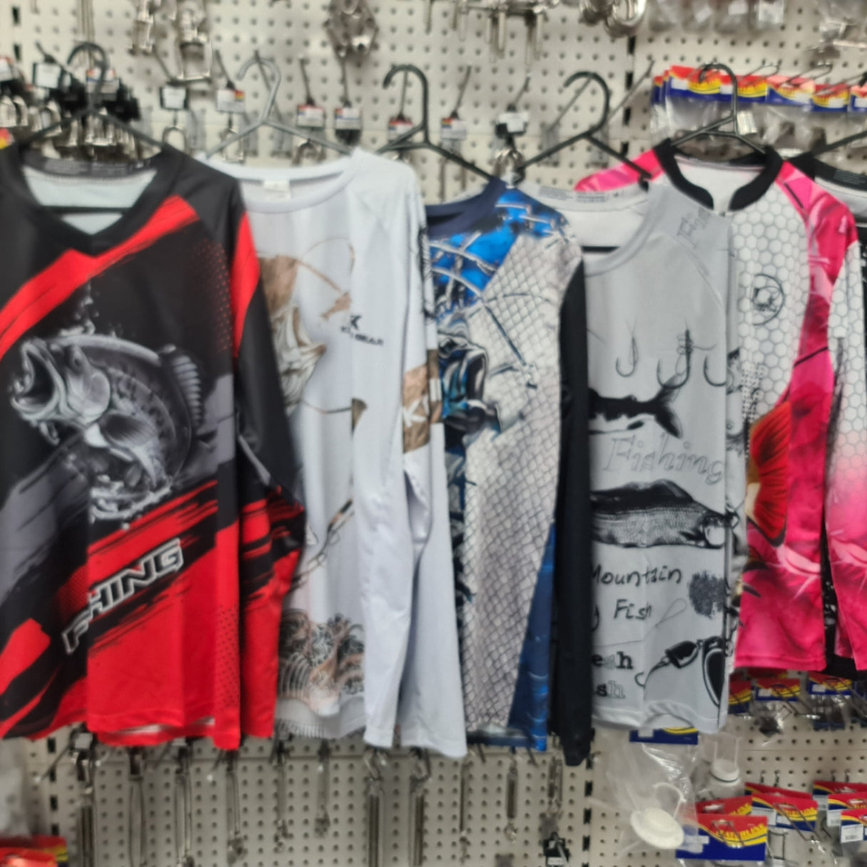 Sawley's Auto and Marine fishing shirts in assorted colours