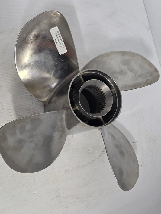8M0123408 MerCruiser Bravo Three 15 1/2 x 24 LH Four-Blade Stainless Steel Front Propeller | Genuine Used Part