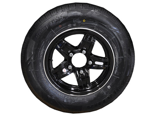 1439 Dunbier PUMA 13" Black Alloy Rim & Tyre 165RLT13 (600kgs Capacity)