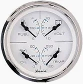 204612 Faria Chesapeake White 4" 4 in 1 (Temp, Fuel, Amps and Oil Pressure) | Genuine Faria Gauge