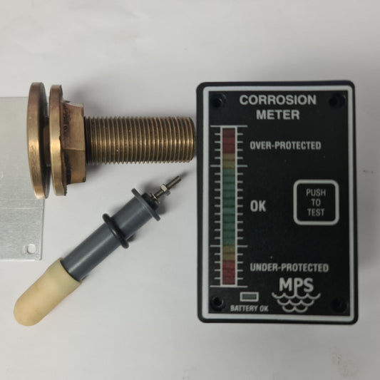 1234 Corrosion Meter Kit with 2 1/2" x 3/4" Brass Thru Hull Fitting for Fibreglass