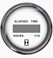 204633 Faria Chesapeake White 2" Digital Hour Meter 12-32 VDC | Genuine Faria Gauge