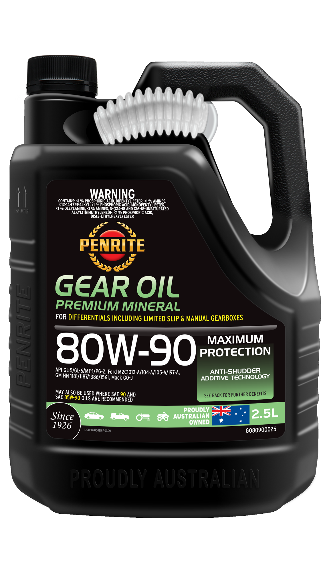GO80900025 Penrite Gear Oil 80W90 (Mineral) 2.5L | Genuine Penrite Lubricants